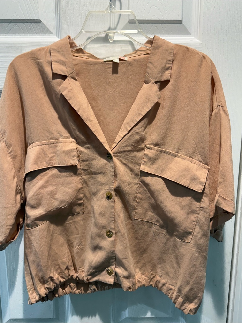 Gianni Bini Dusty Peach Utility Crop Shirt